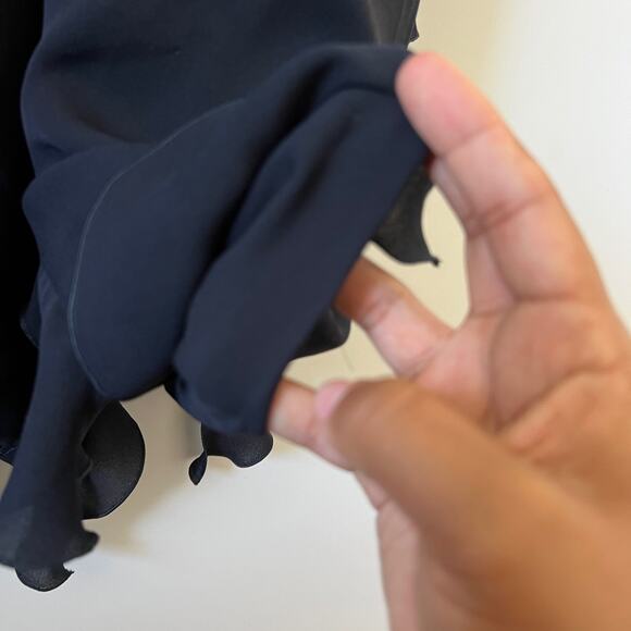 Escada Black Silk Ruffle Fringe V Neck Maxi Dress Formal Gown Womens 42 Large - Picture 8 of 15